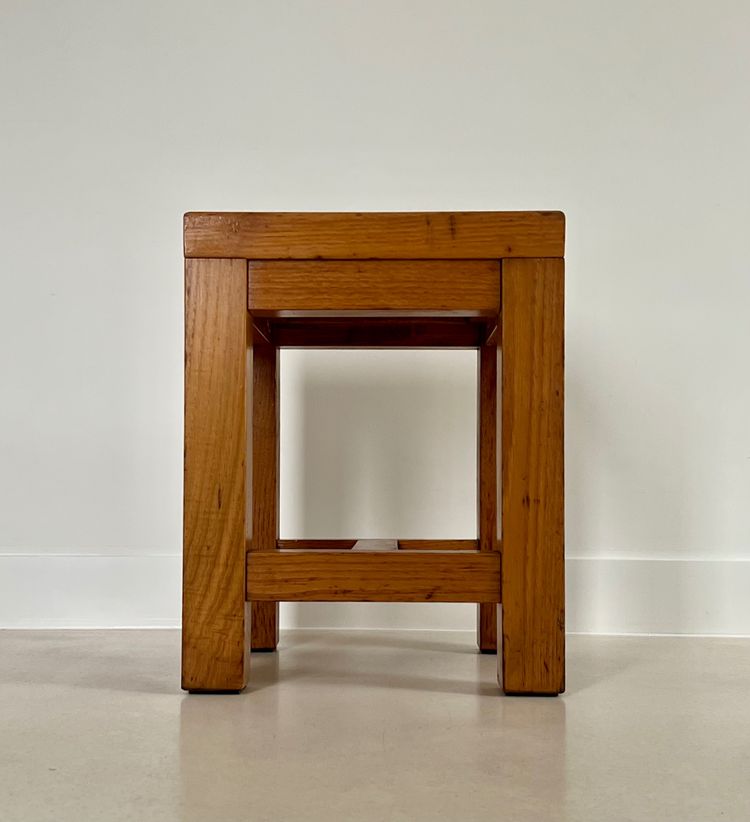 Brutalist wooden stool, Italy, 1960s