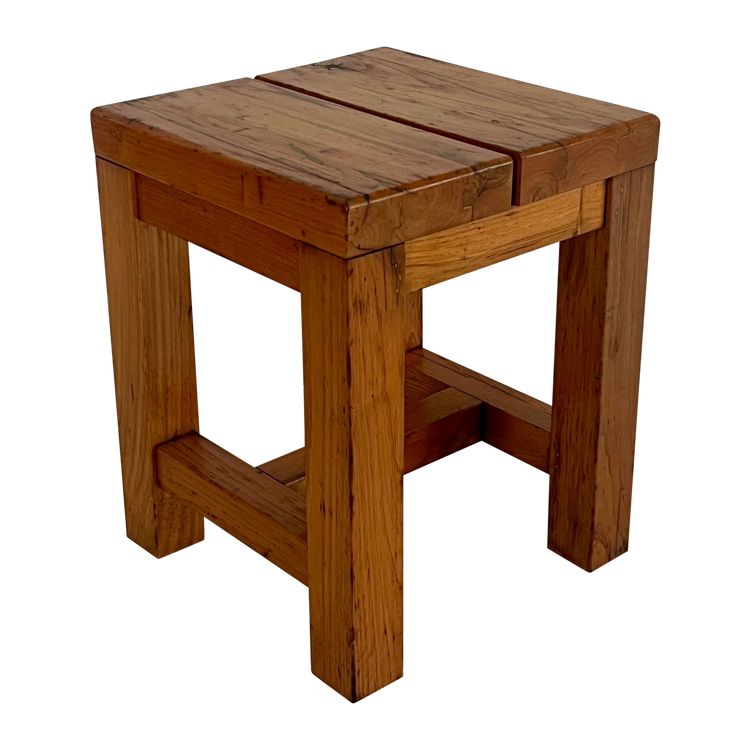 Brutalist wooden stool, Italy, 1960s