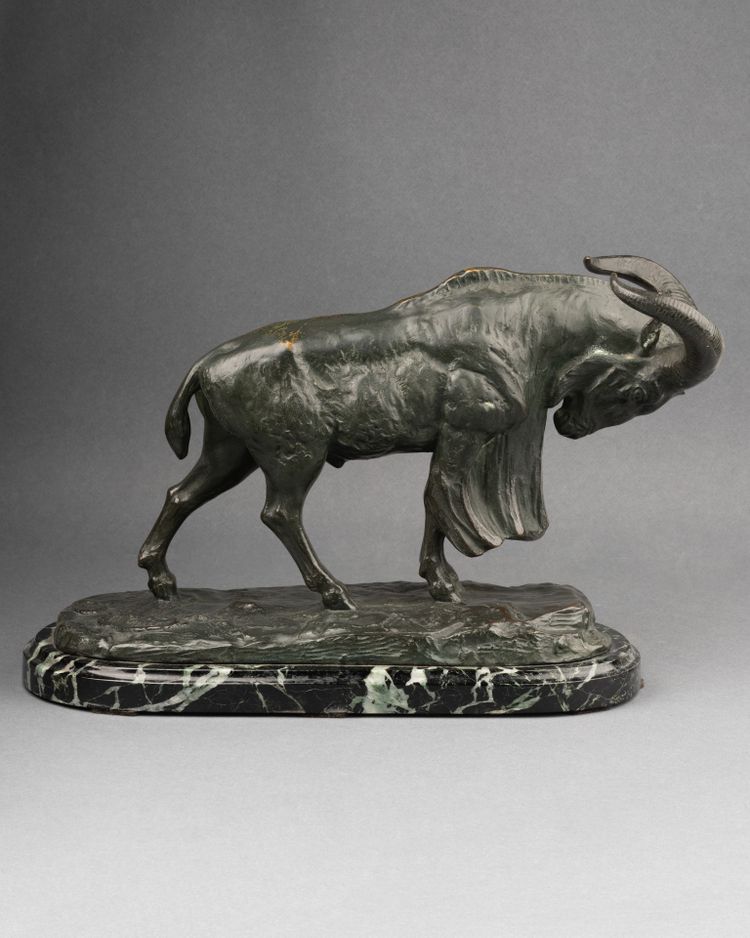 Bronze Sculpture, Charging Mountain Ram, Signed Félix Guis (1887-1972)