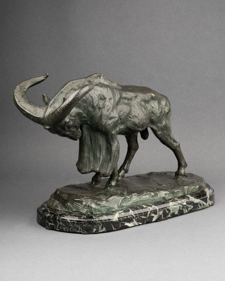 Bronze Sculpture, Charging Mountain Ram, Signed Félix Guis (1887-1972)