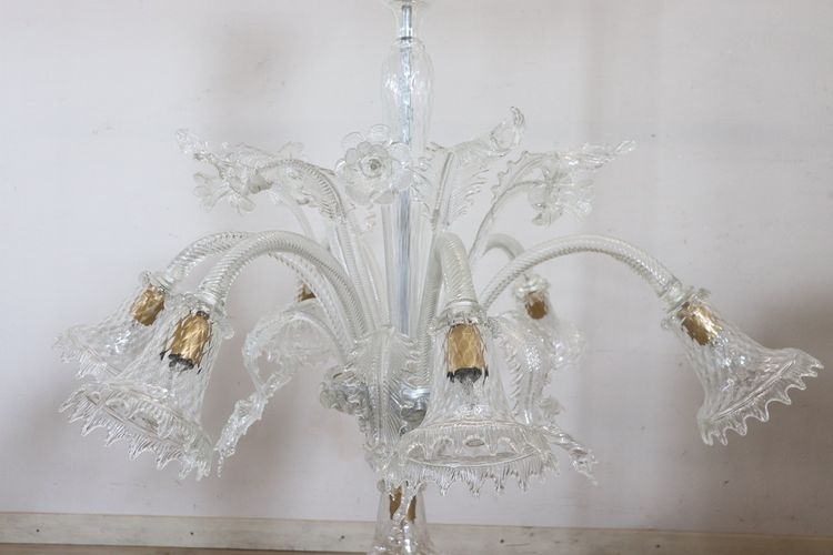 Transparent Murano Glass Chandelier, 1980s