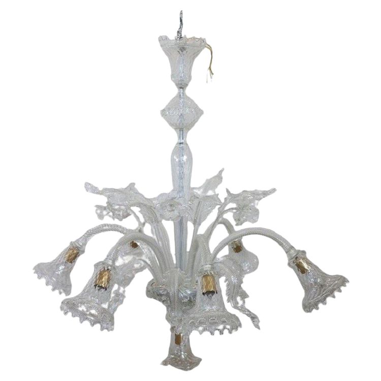 Transparent Murano Glass Chandelier, 1980s