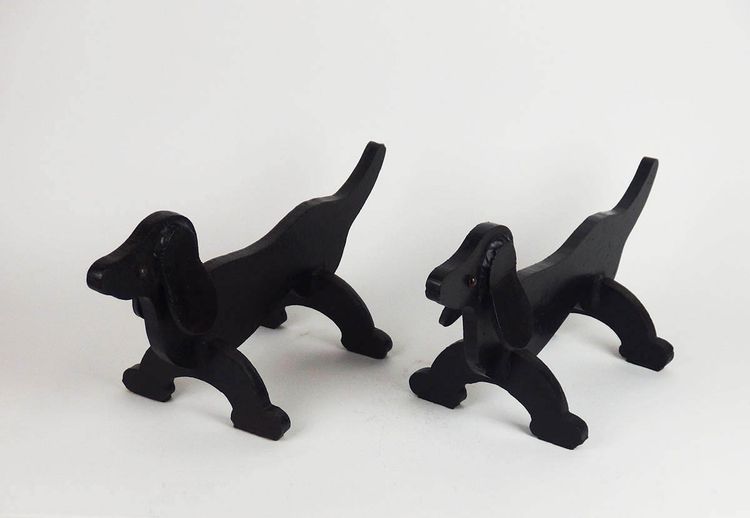 Pair of "dachshund" andirons in the style of Edouard Schenk