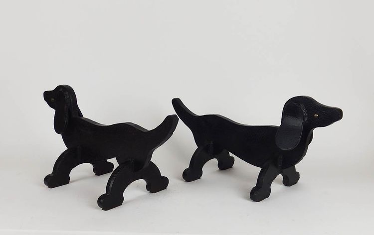 Pair of "dachshund" andirons in the style of Edouard Schenk