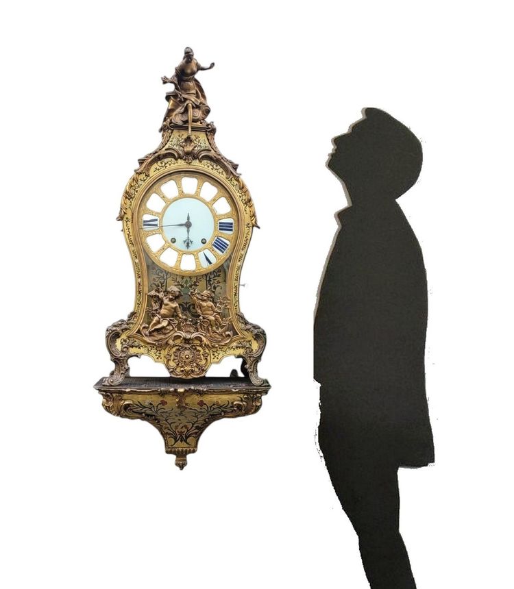 Orologio Cartel "Boulle" con la sua consolle da parete, XVIII secolo