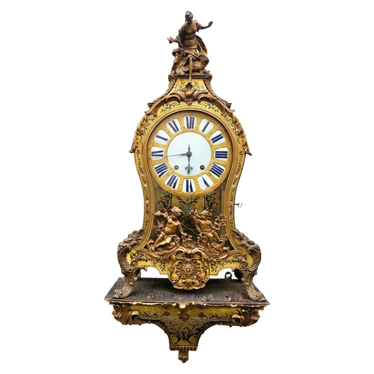 Orologio Cartel "Boulle" con la sua consolle da parete, XVIII secolo