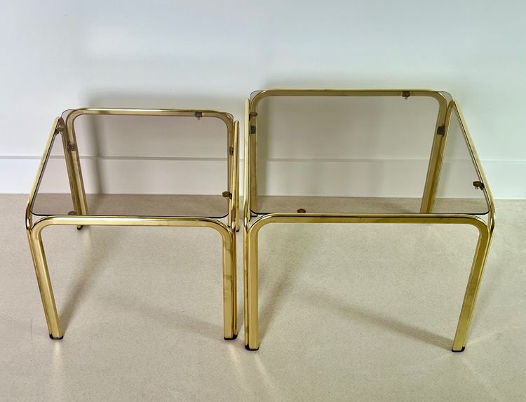 Gold metal side tables, Italy, 1970s