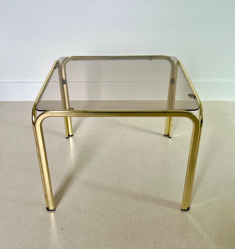 Gold metal side tables, Italy, 1970s