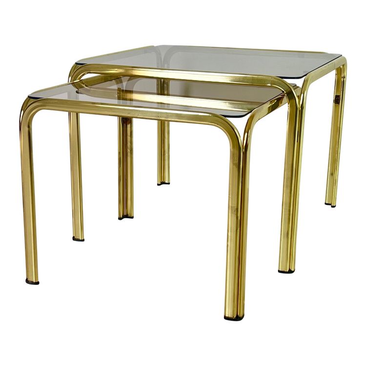 Gold metal side tables, Italy, 1970s