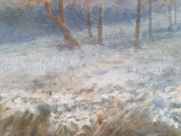 Aquarell von blühenden Kirschbäumen nach E. M. B. Warren