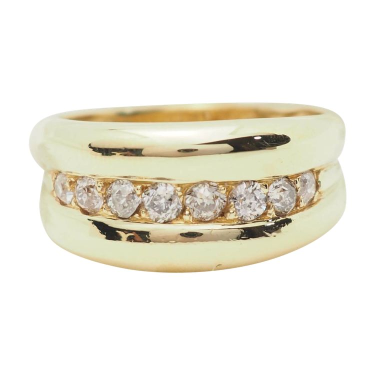 Yellow gold and diamond bangle ring