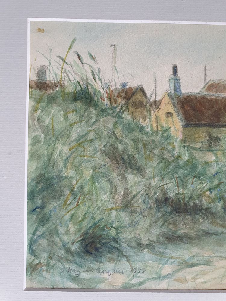 Croquis aquarelle de Skagen, Danemark signé SD pour Svend Danelund