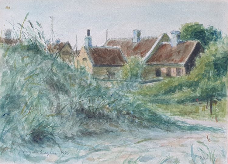 Aquarellskizze von Skagen, Dänemark, signiert SD für Svend Danelund