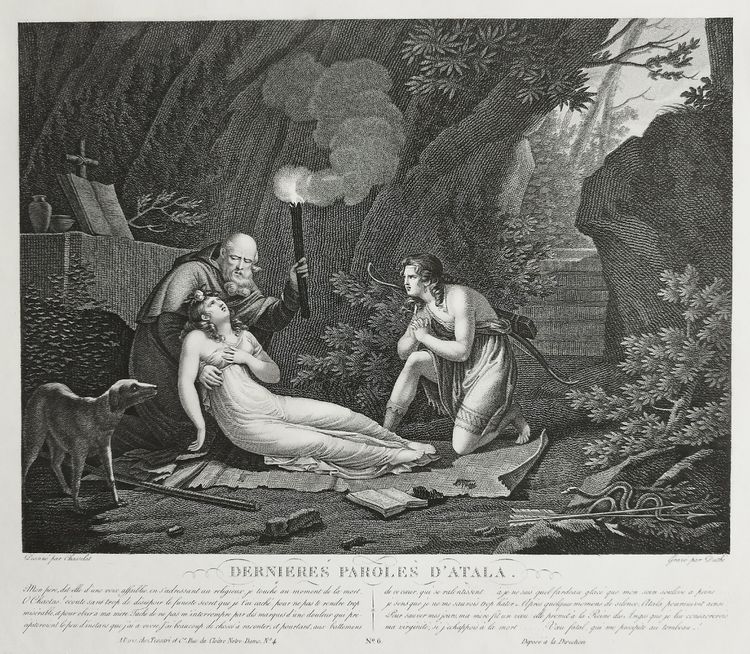 Chactas Et Atala Gravure Ancienne 19ème