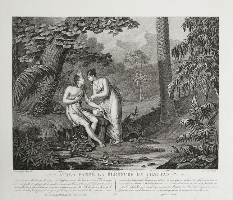 Atala Et Chactas Gravure Ancienne Par Duthé 19ème