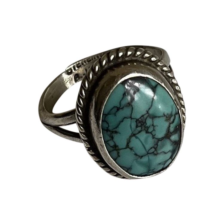 Bague Art Déco, argent et turquoise