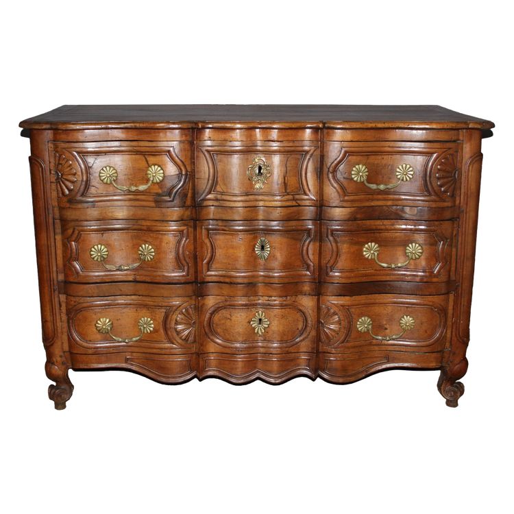 Provençal Crossbow Chest of Drawers in Walnut 18th Century