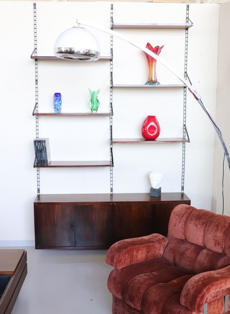 Wall Bookcase with Storage, 1960s