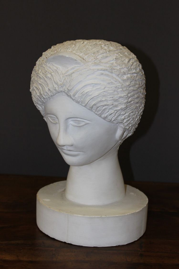 Testa di Diana in gesso, scultura originale circa 1950