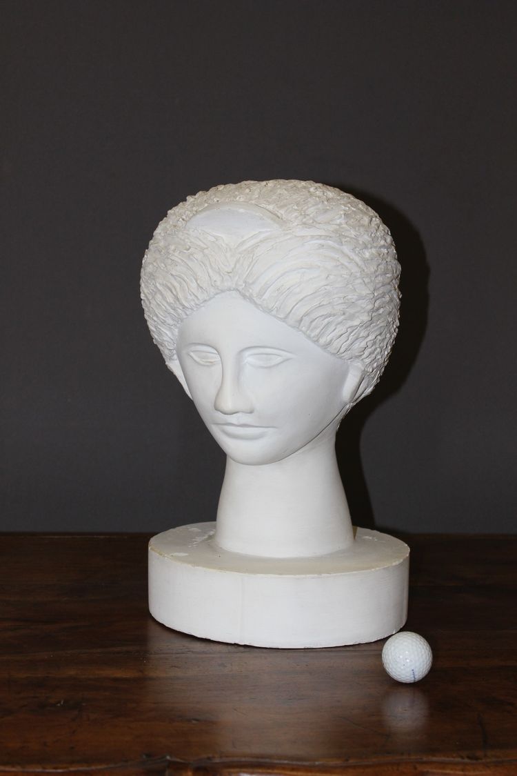 Tête De Diane En Plâtre , Sculpture Original Vers 1950