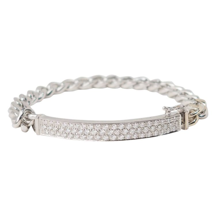 Bracciale flessibile in oro bianco con pavé di diamanti