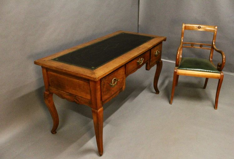 Cherry Wood Flat Desk and Armchair