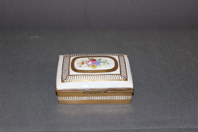 Porcelain Box with Flower and Gold Decoration Circa 1900