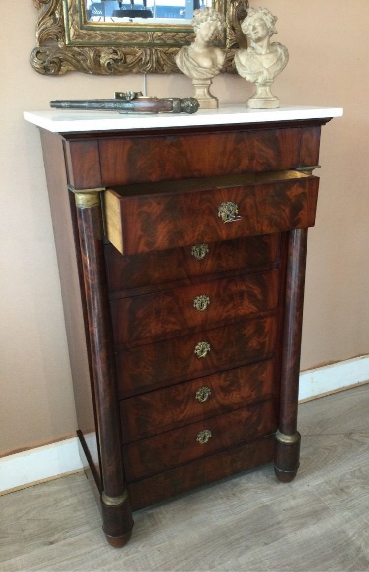 Empire Mahogany Weekly Chest, 19th Century