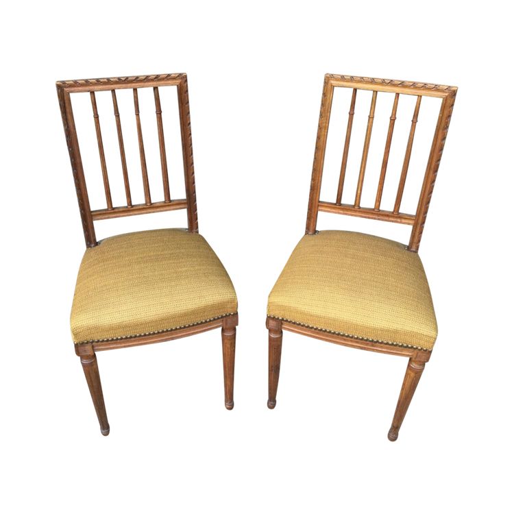 Pair of Louis XVI walnut chairs, late 19th century