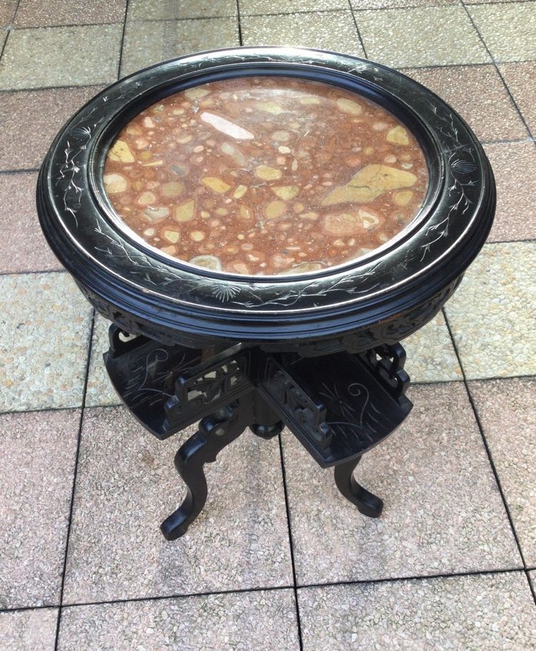 A pedestal table in blackened wood, Napoleon III period