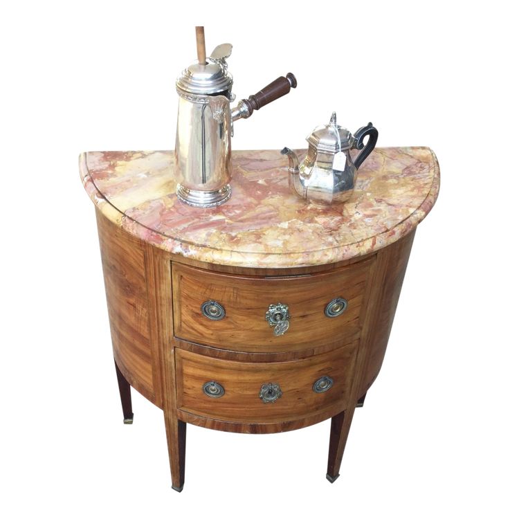 Toute Petite Commode En Demi-lune Louis XVI, XIXe