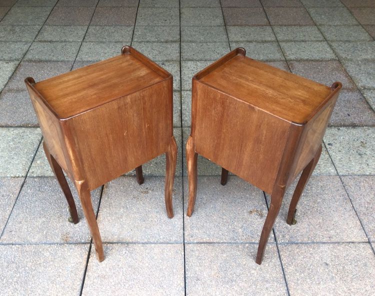 A Pair of Louis XV Style Marquetry Bedside Tables