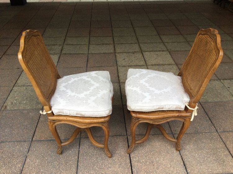 Pair of Louis XV Caned Chairs with ''à La Reine'' Backs