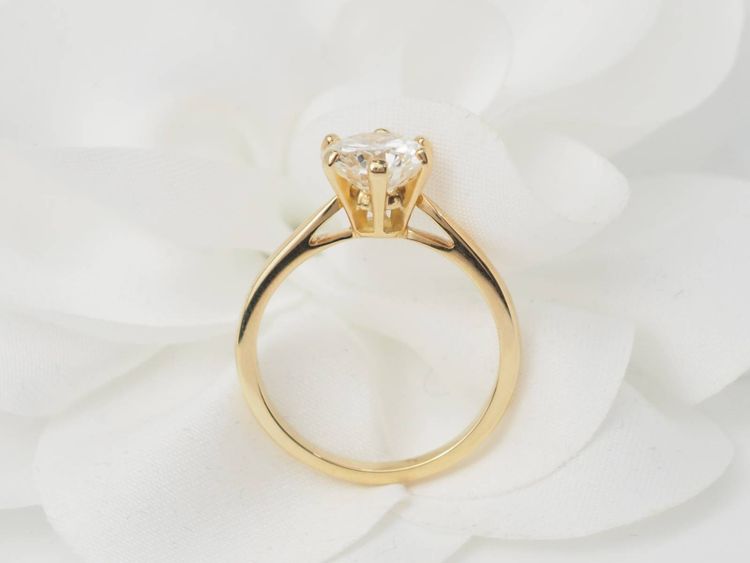 Yellow gold and 1.59ct diamond solitaire ring