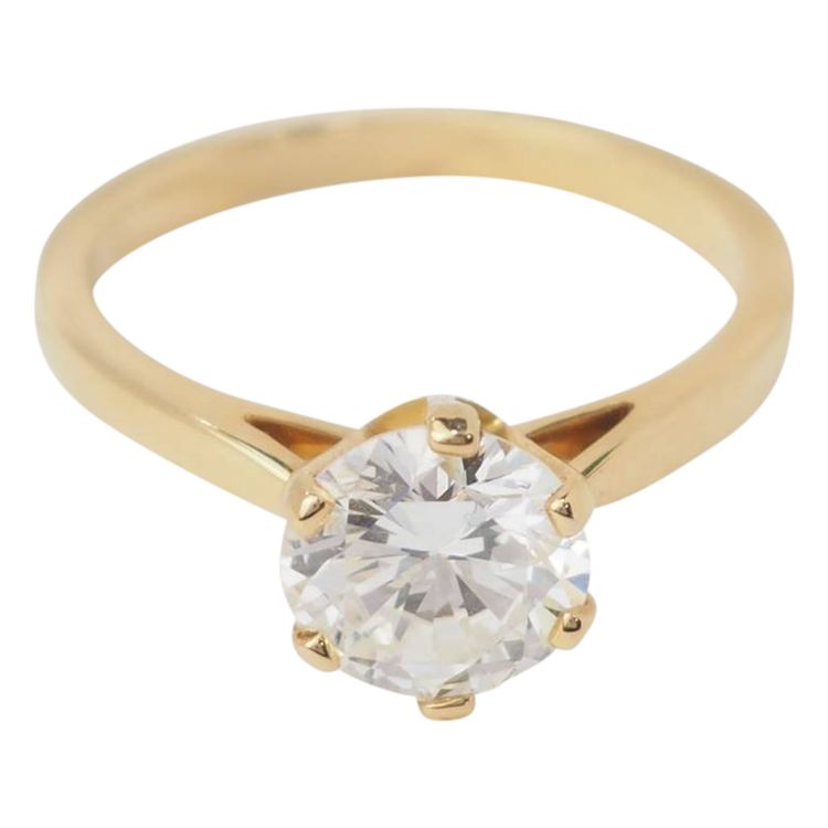 Yellow gold and 1.59ct diamond solitaire ring