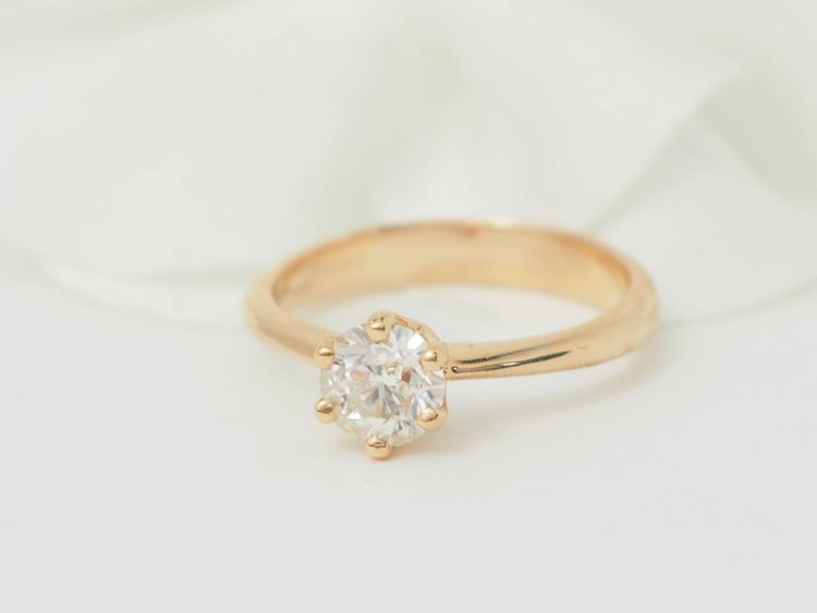 Solitaire ring in rose gold and certified 0.69ct diamond