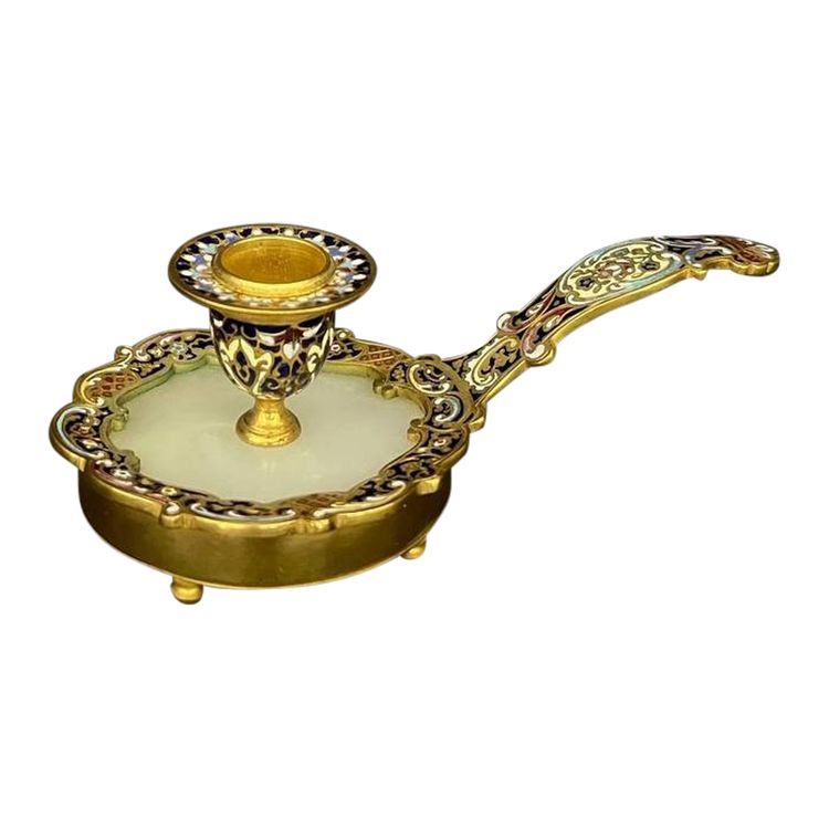 Imperial Style Cloisonné Enamel and Gilt Bronze Candlestick