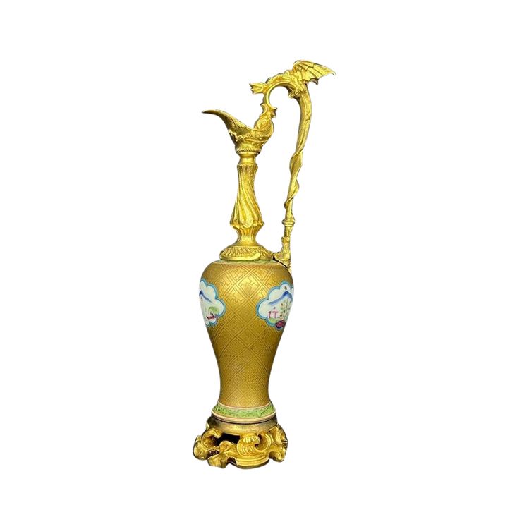 Aiguière En Porcelaine Chinoise Et Bronze Doré, XIXe Siècle