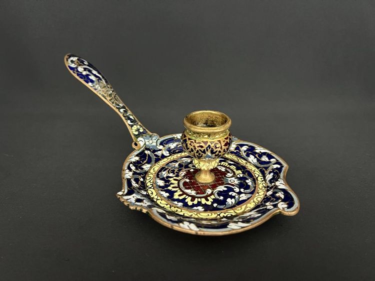 Bougeoir En Bronze Et émail Cloisonné