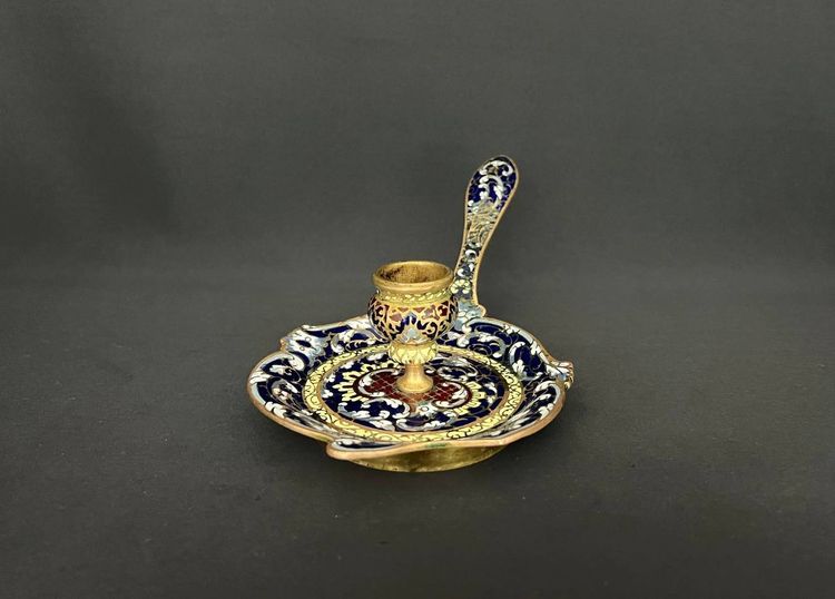 Bronze and Cloisonné Enamel Candlestick