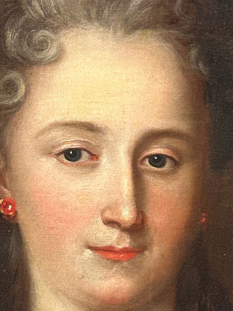 French School - Oval Portrait of a Woman from the 18th Century H 90 Cm