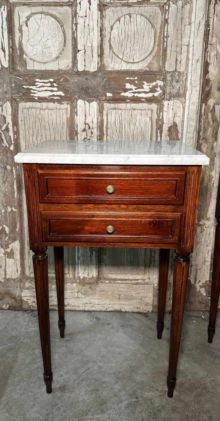 Pair of Louis XVI mahogany bedside tables circa 1970