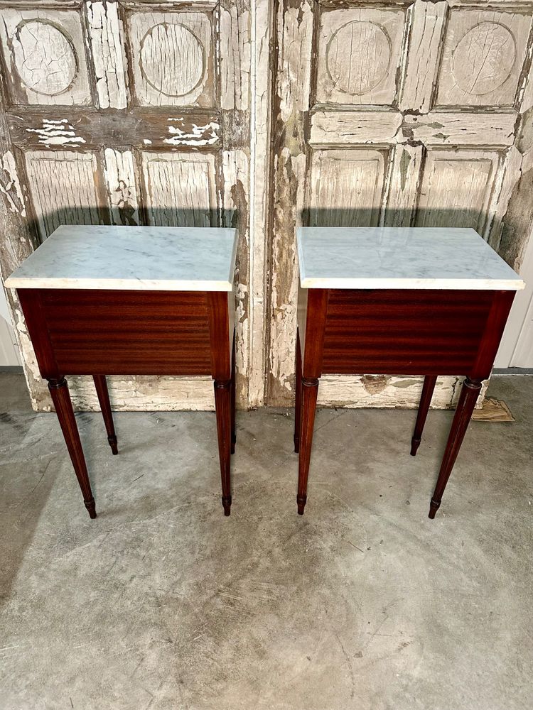 Pair of Louis XVI mahogany bedside tables circa 1970