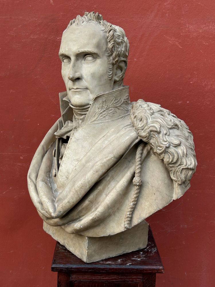 Bedeutende Büste von Pierre Casimir Perier, Skulptur von Dominique Maggesi – Empire-Gips