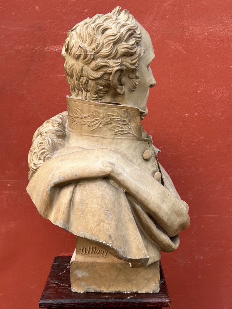 Bedeutende Büste von Pierre Casimir Perier, Skulptur von Dominique Maggesi – Empire-Gips