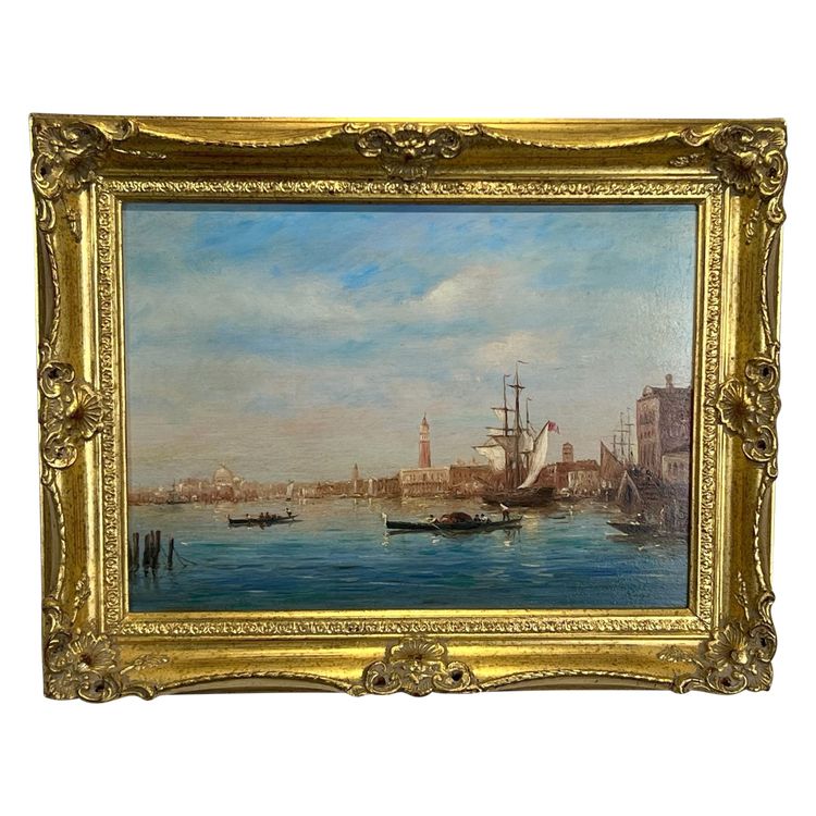 TABLEAU / HUILE SUR PANNEAU DE GERARD ROUX "dit ROUXE ( VUE DE VENISE ) ENCADRÉE