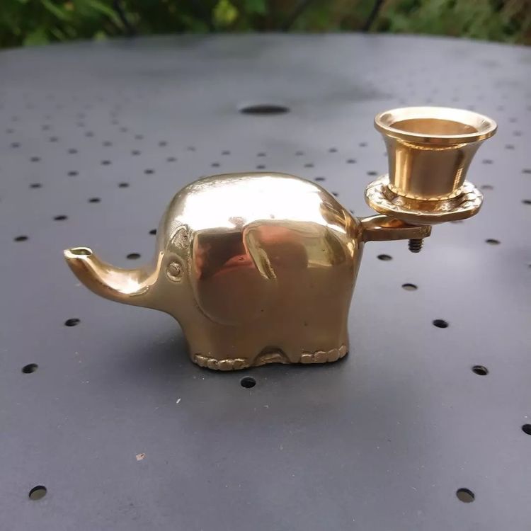 Brass Elephant Candle Holder Set