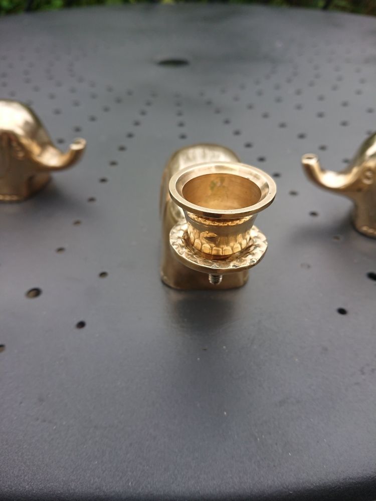 Brass Elephant Candle Holder Set