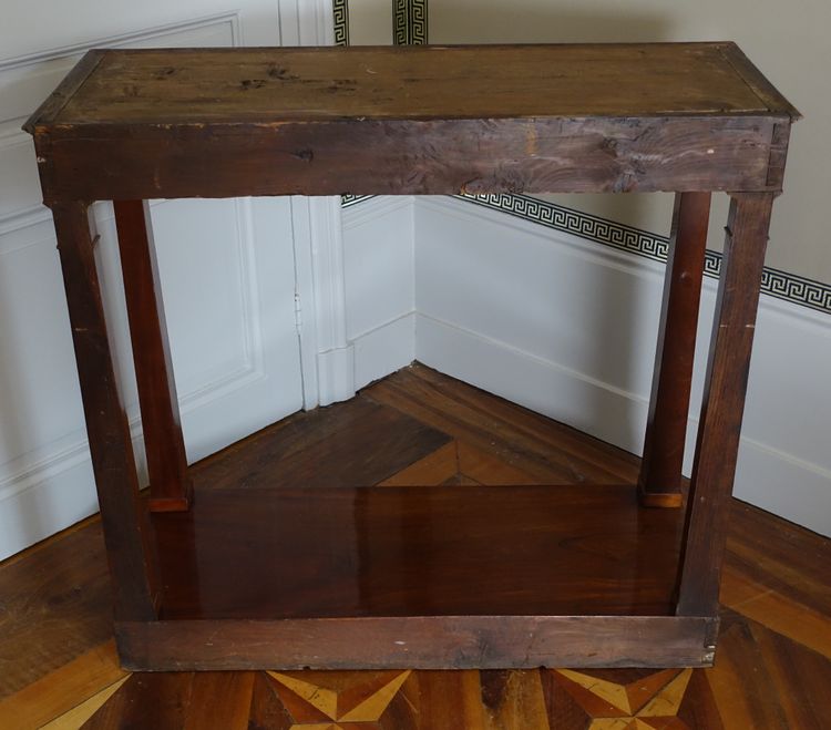 Consulate period console in mahogany and mercury-gilt bronze