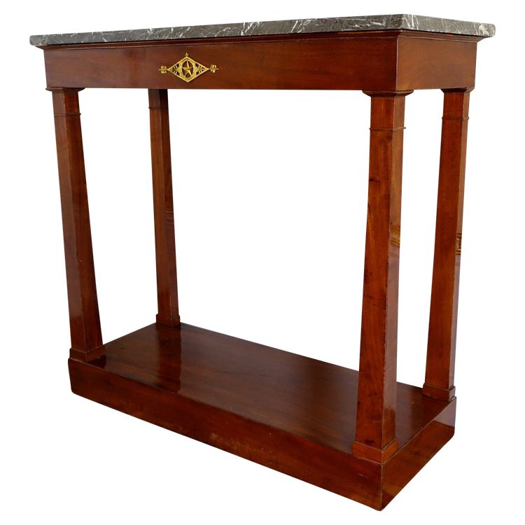 Consulate period console in mahogany and mercury-gilt bronze